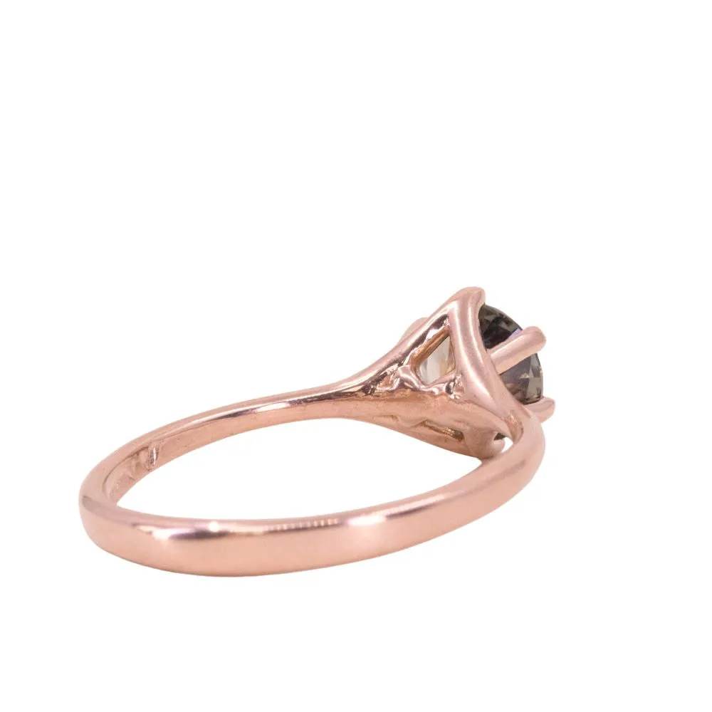 0.92ct Bicolor Sapphire Low Profile Six Prong Split Shank Solitaire in 14k Rose Gold