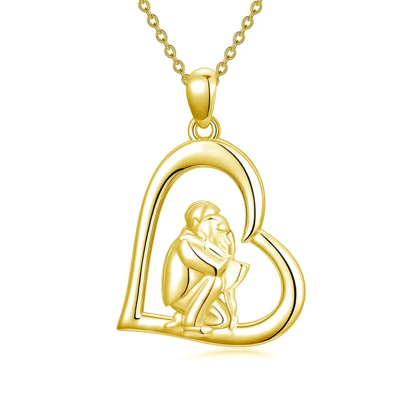 14K Gold Father Daughter Heart Pendant Necklace From Dad I Love You Forever