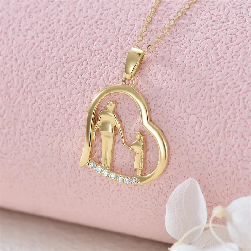 14K Gold Father Daughter Heart Pendant Necklace From Dad I Love You Forever