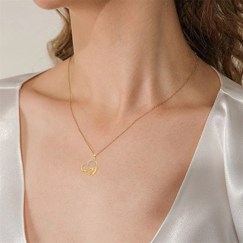 14K Gold Father Daughter Heart Pendant Necklace From Dad I Love You Forever