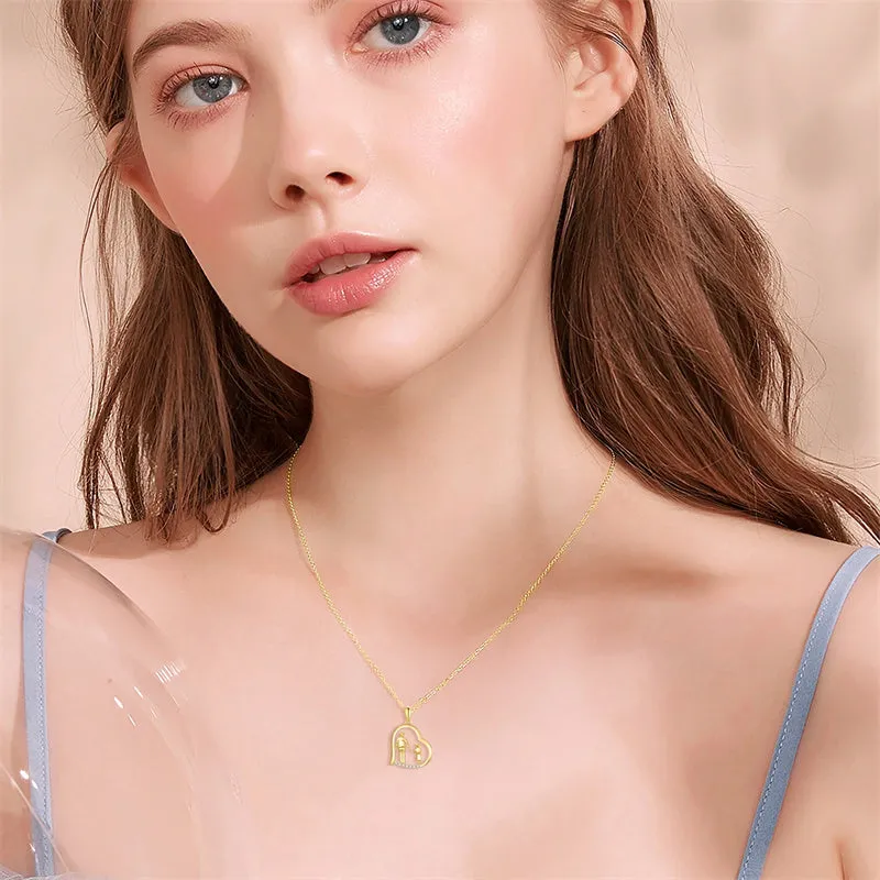 14K Gold Father Daughter Heart Pendant Necklace From Dad I Love You Forever