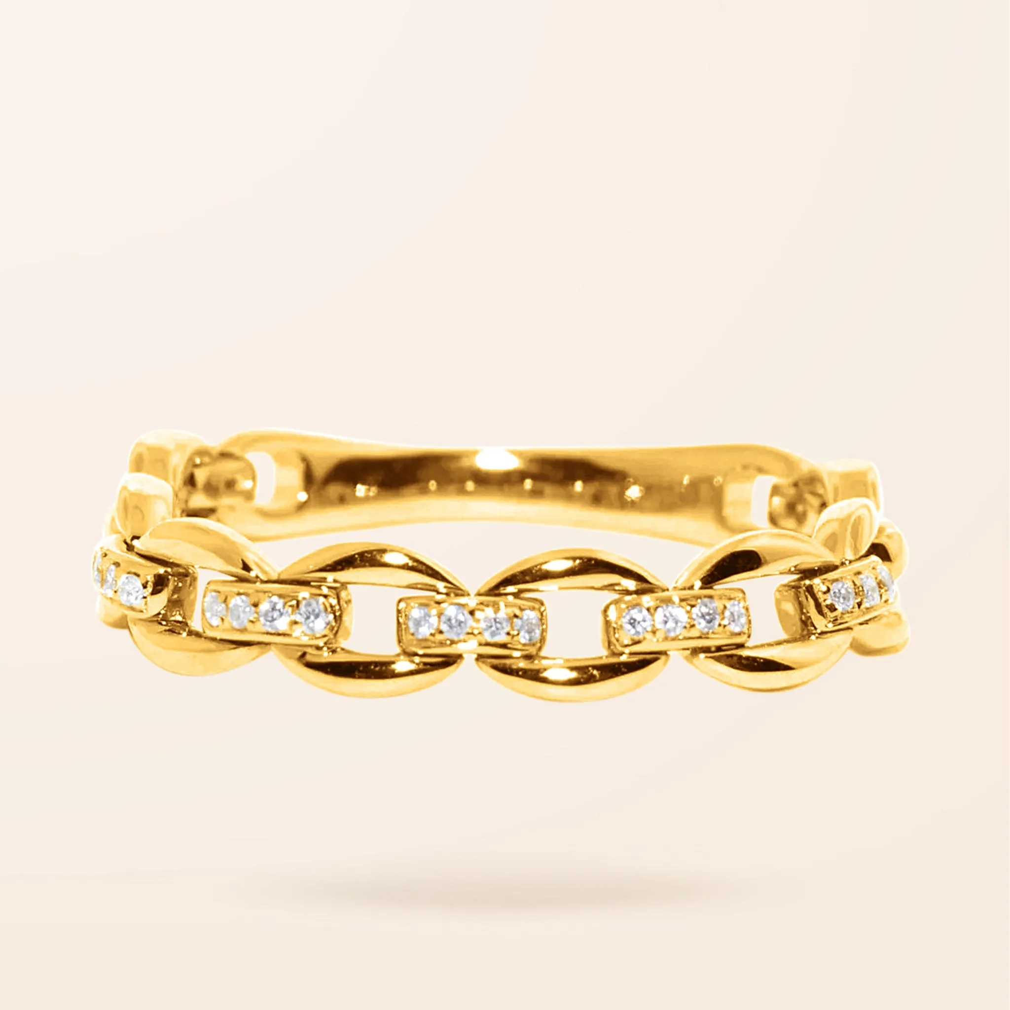 14K Gold Flexible Diamond Chain Ring