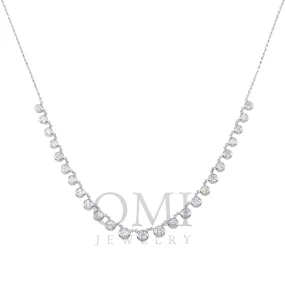 14K GOLD ROUND DIAMOND BEZEL NECKLACE 1.85 CT