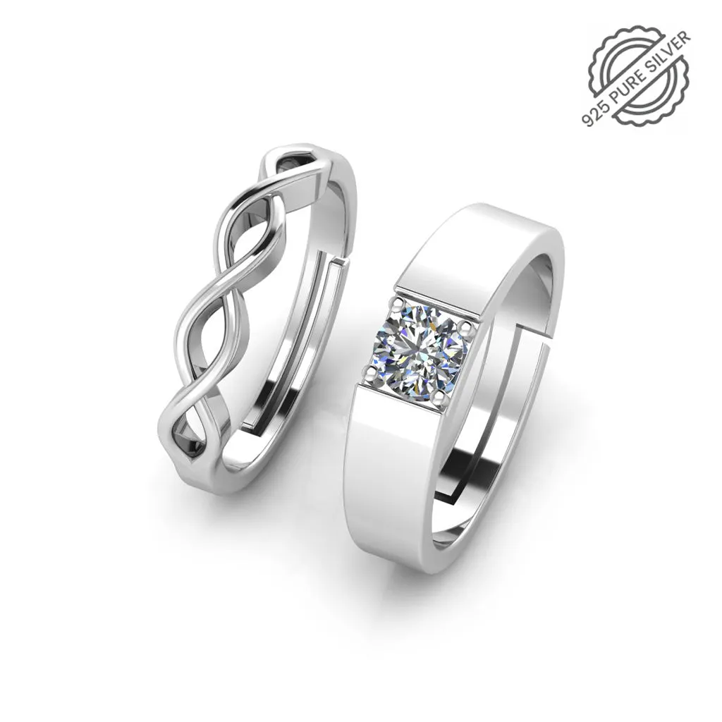 925 Sterling Silver Solitaire Twisted Special Ring For Couple's