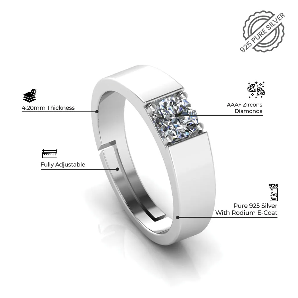 925 Sterling Silver Solitaire Twisted Special Ring For Couple's