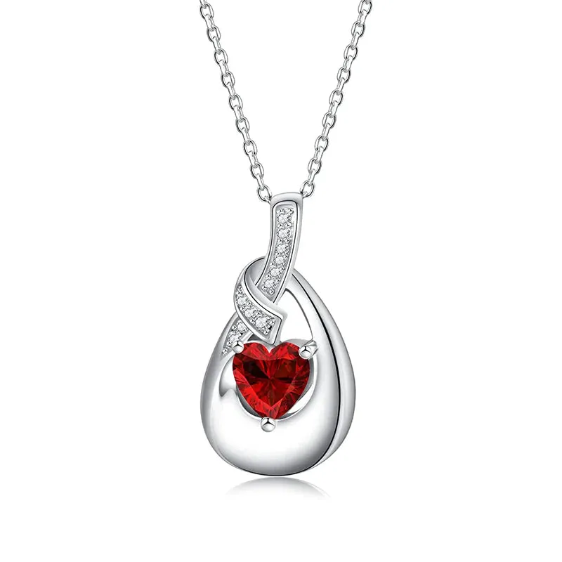 925 Sterling Silver Urn Pendant Necklaces for Ashes 12 Birthstones Cubic Zirconia Teardrop Keepsake Cremation Jewelry Women Memorial Gifts