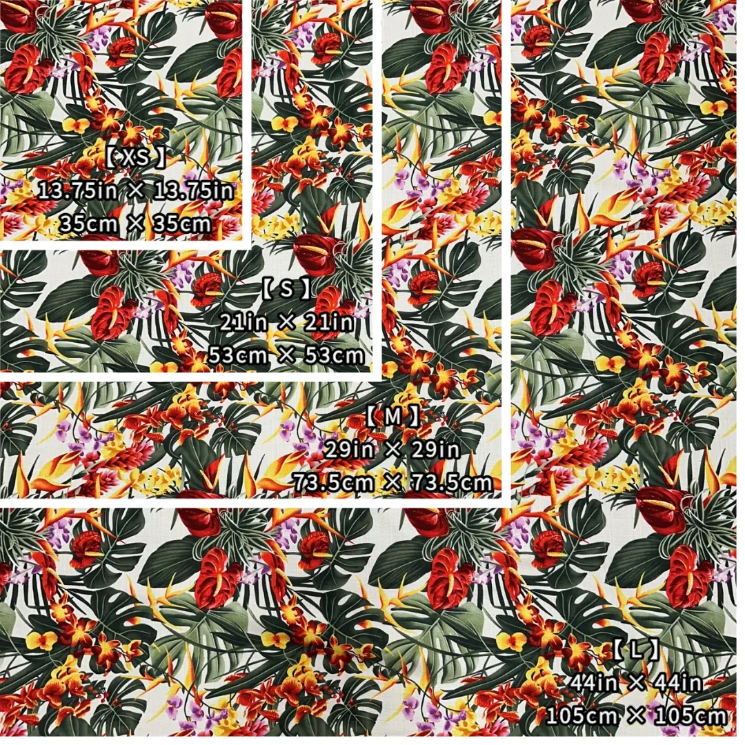 Anthrium Tropical Leaf & Floral Print Gift Wrapping Fabric / Furoshiki -White Background -1223FB-WH3