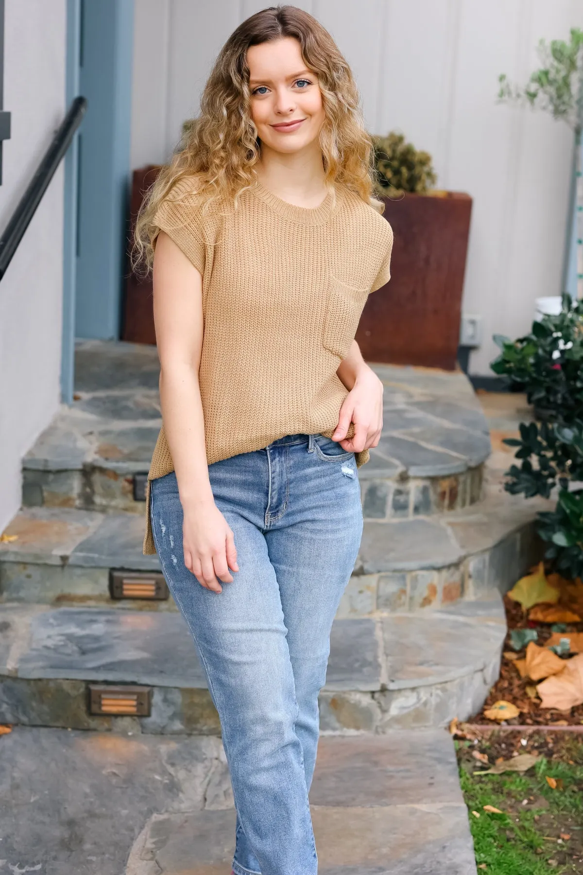 Best In Bold Taupe Dolman Ribbed Knit Sweater Top