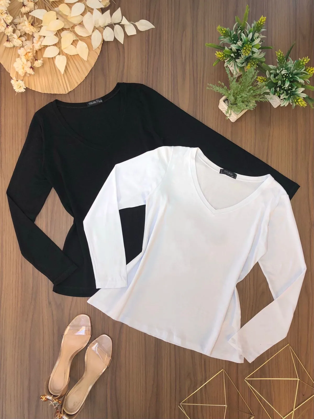 Blusa Basic Manga Longa 0390. 3\D)