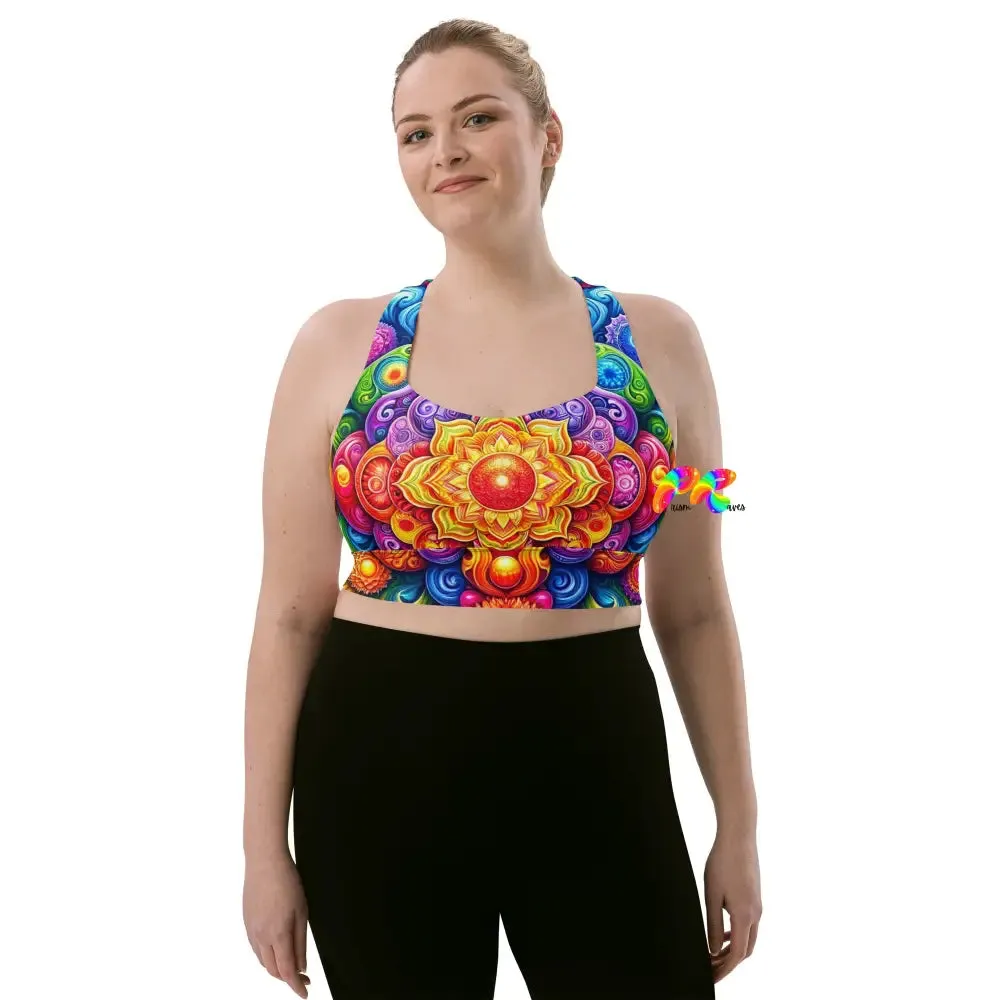 Bold Mandala Rave Longline Sports Bra