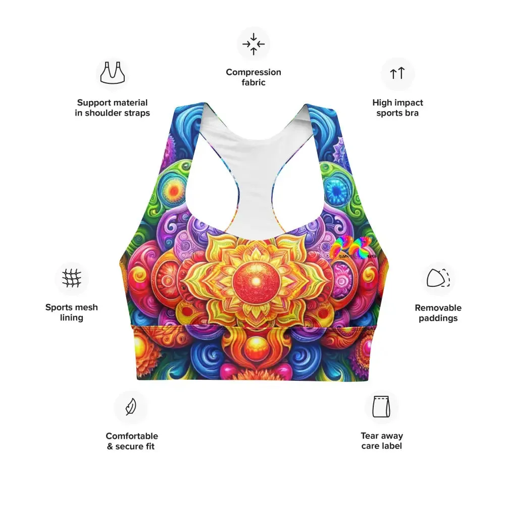 Bold Mandala Rave Longline Sports Bra