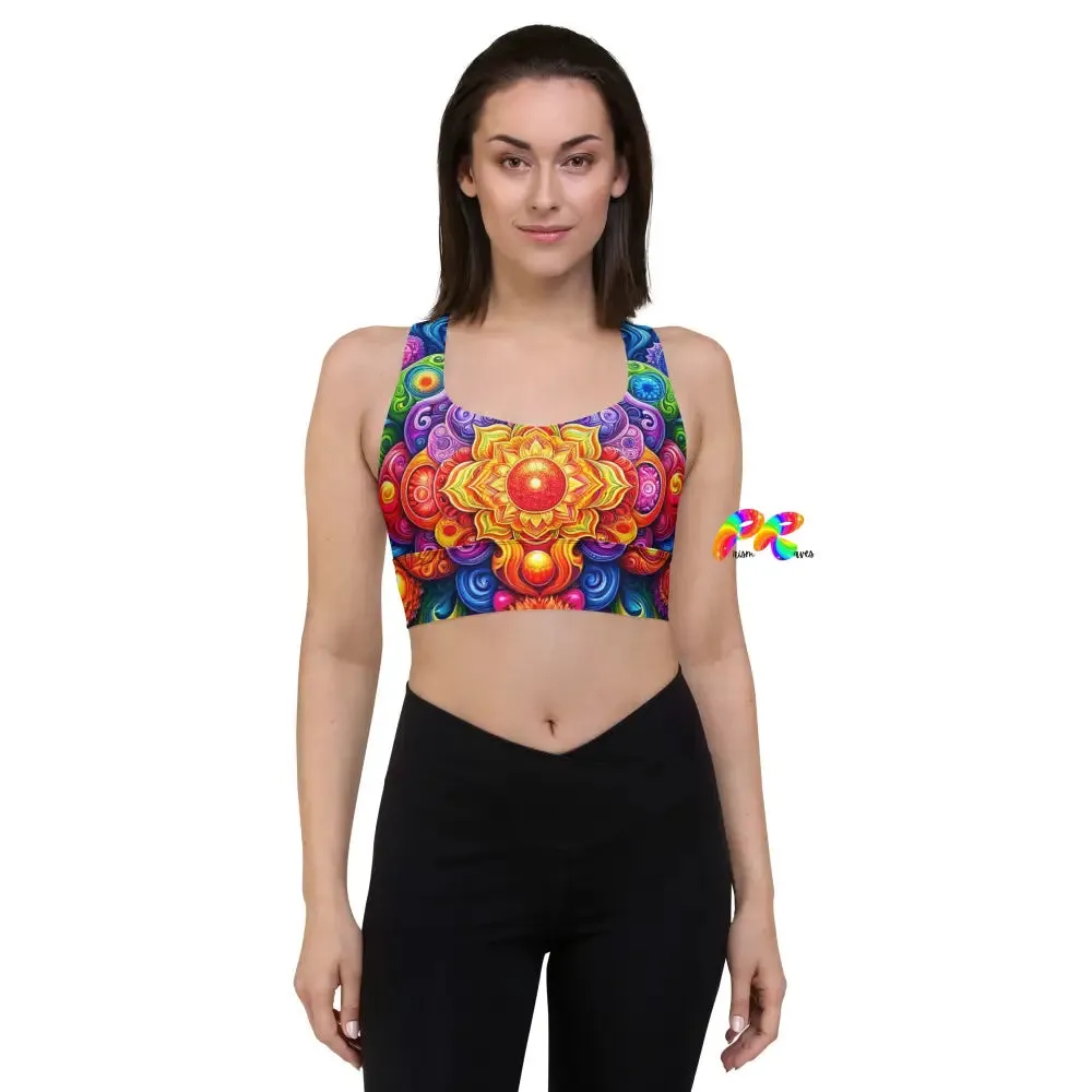 Bold Mandala Rave Longline Sports Bra