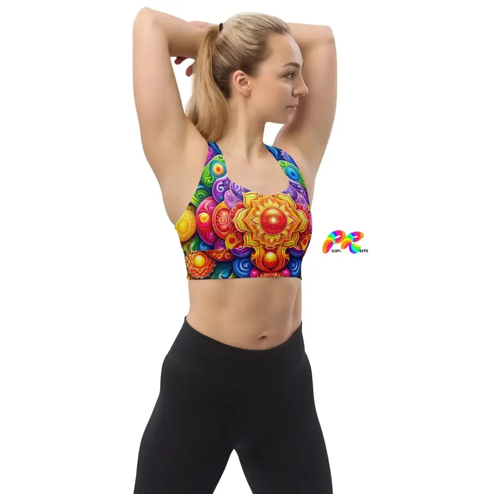 Bold Mandala Rave Longline Sports Bra