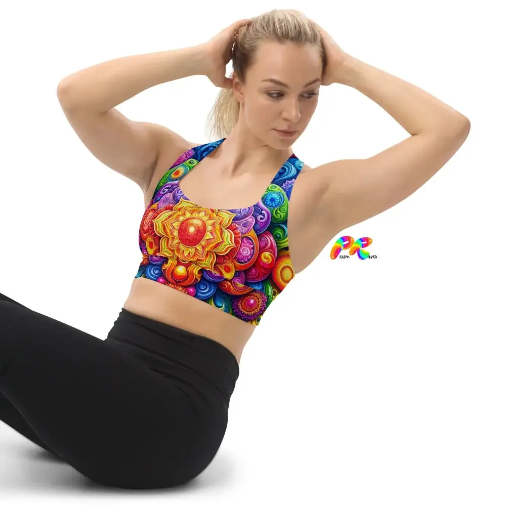 Bold Mandala Rave Longline Sports Bra