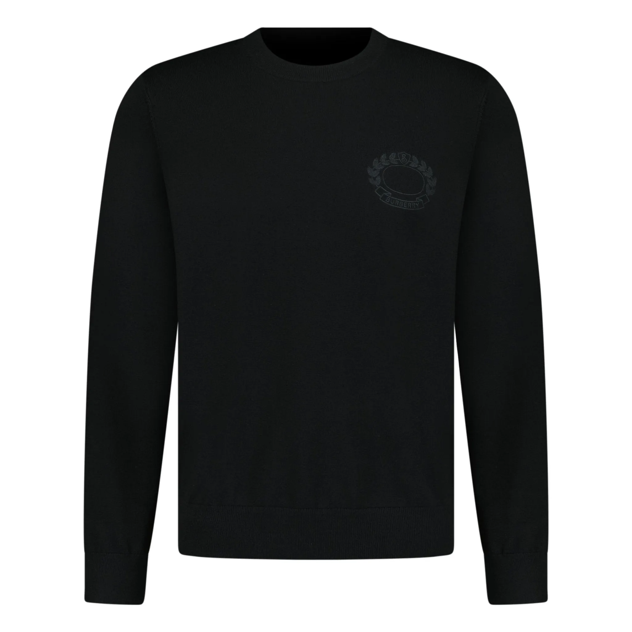 BURBERRY CREST LOGO CREW NECK SWEATSHIRT BLACK