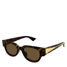 BV128S New Classic Angular Acetate Sunglasses, Havana (G)