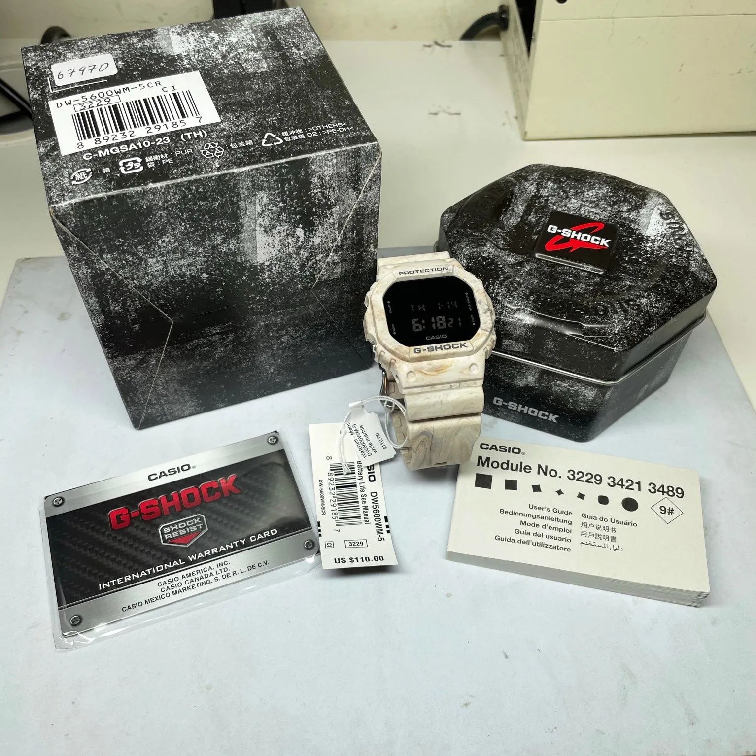 CASIO G-SHOCK DW5600WM-5 Wavy Marble Matte Black Watch