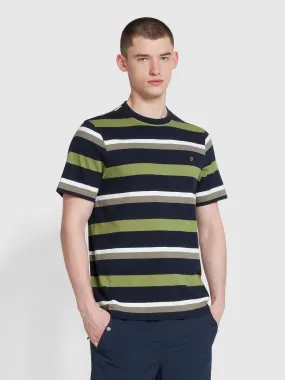 Caspar Regular Fit Stripe T-Shirt In True Navy