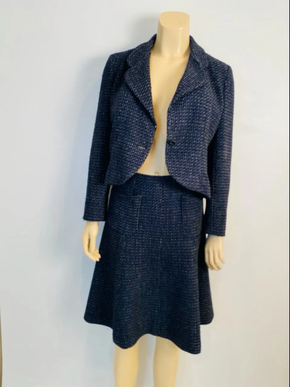 Chanel 02C 2002 Cruise Blue Skirt Suit FR 42 US 8