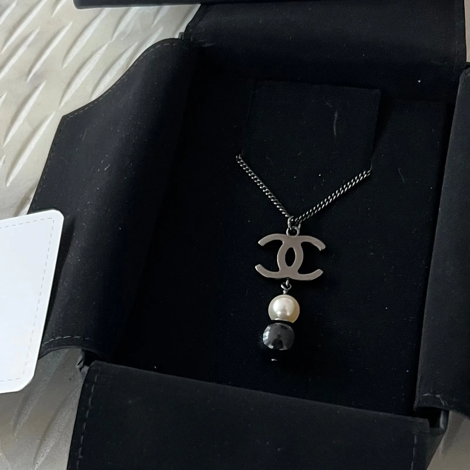 Chanel CC Pearl Drop Necklace