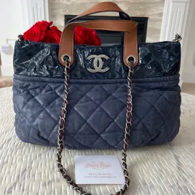 Chanel Iridescent Calfskin Quilted In The Mix Tote Navy