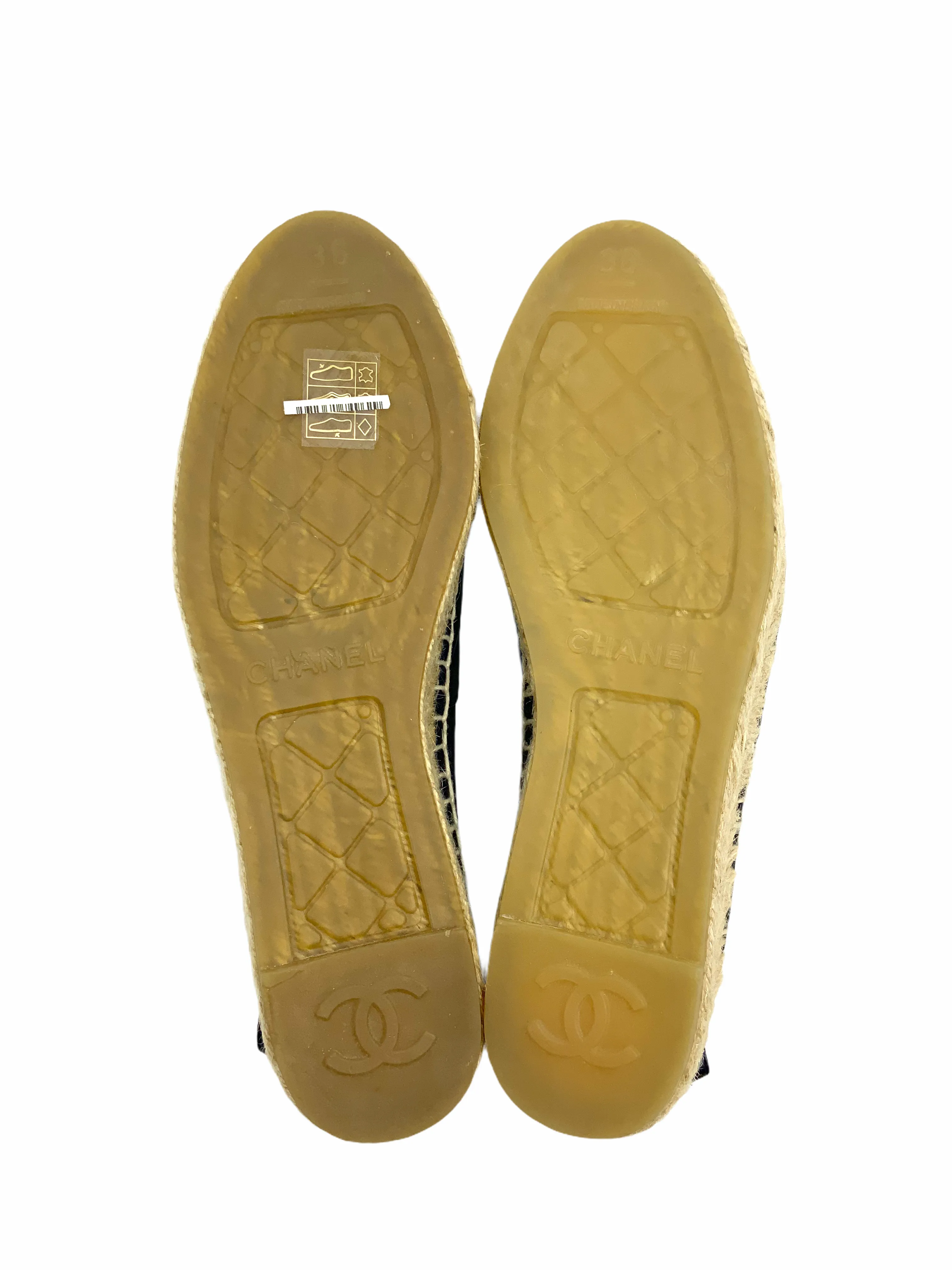 Chanel Lambskin Leather CC Espadrille Flats Size 6