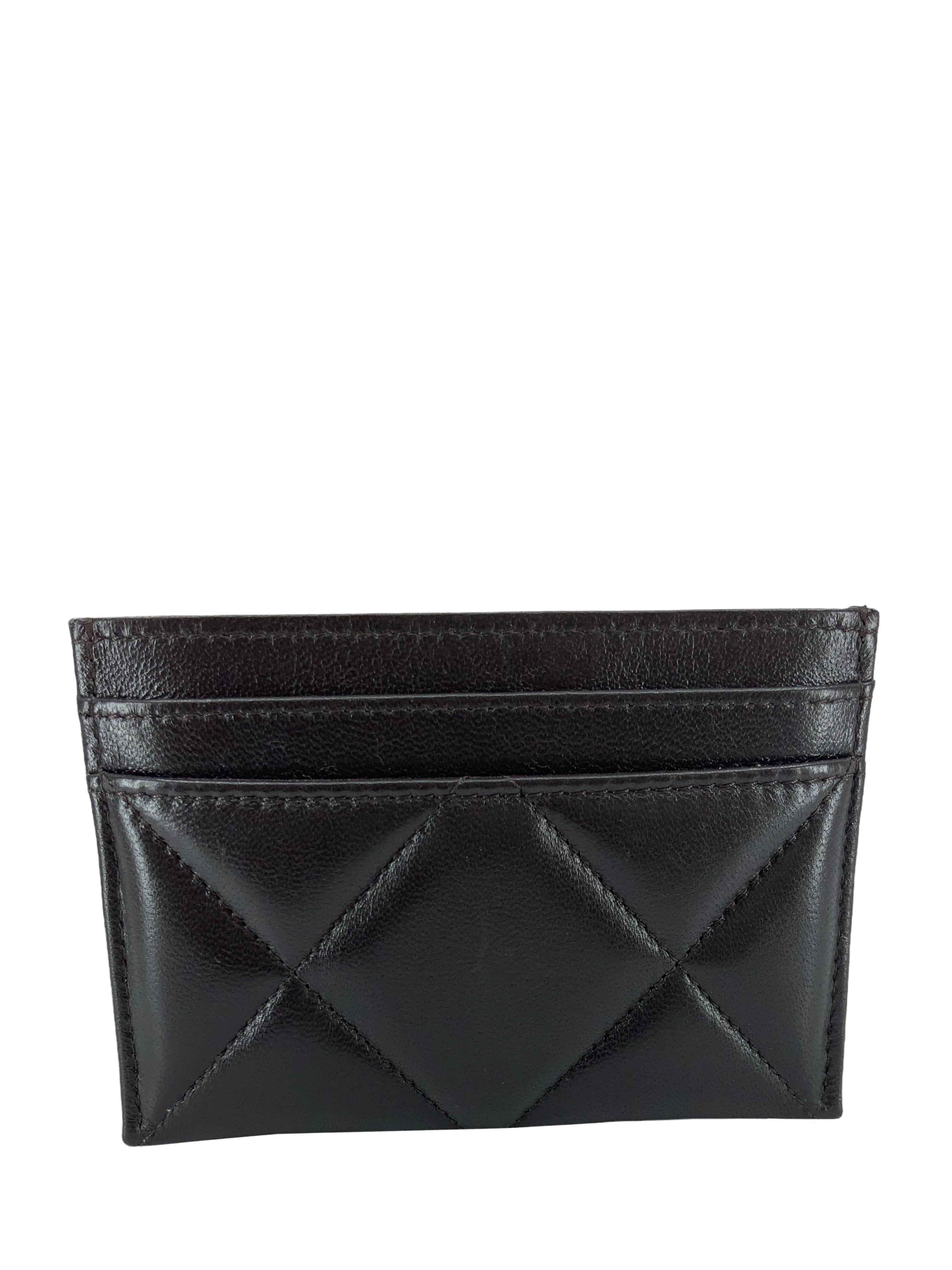 CHANEL Lambskin Quilted Chanel 19 Card Holder