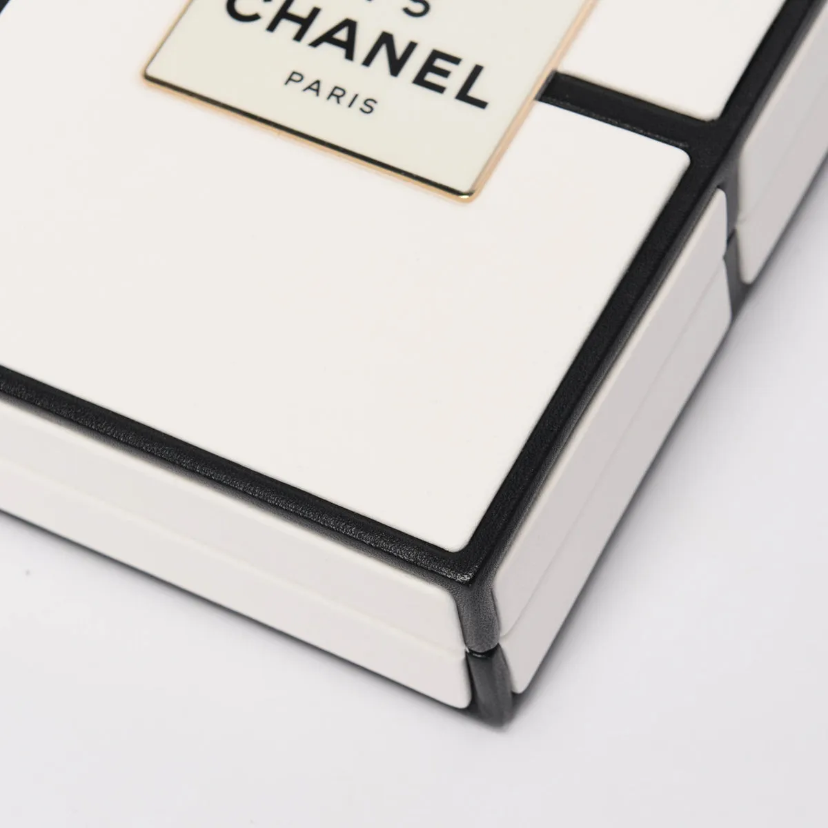 Chanel White Lambskin No. 5 Parfum Box Minaudiere