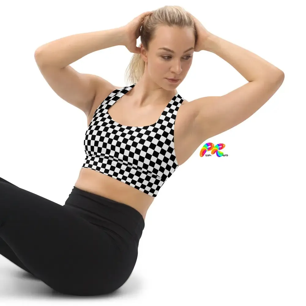 Checkered Longline Sports Bra