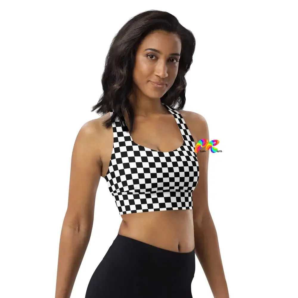 Checkered Longline Sports Bra