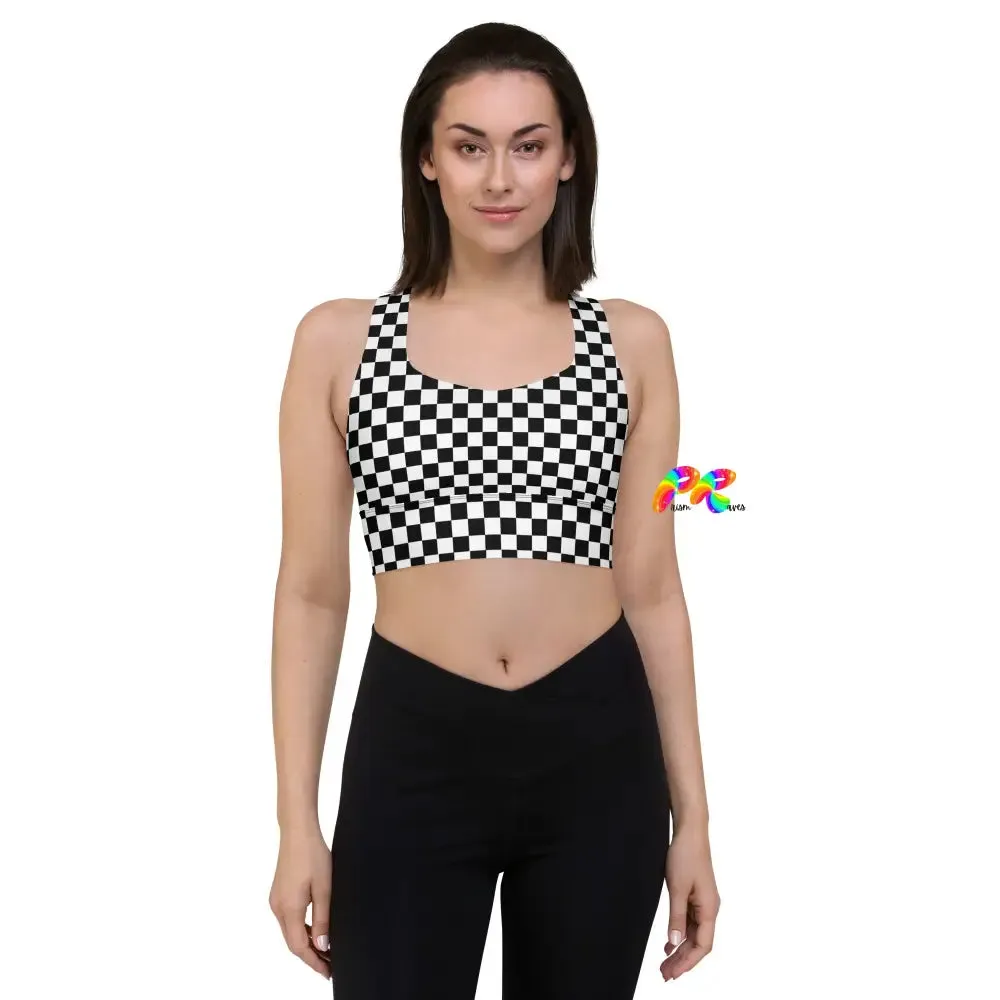 Checkered Longline Sports Bra