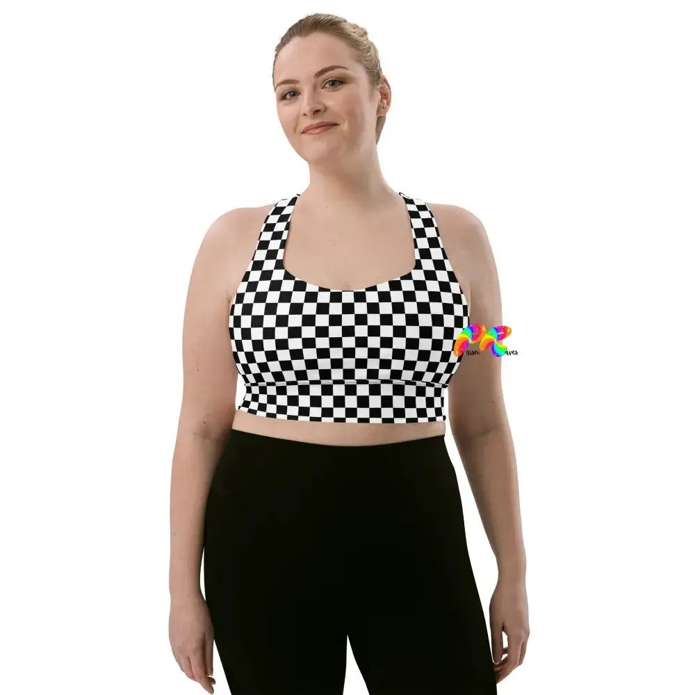 Checkered Longline Sports Bra