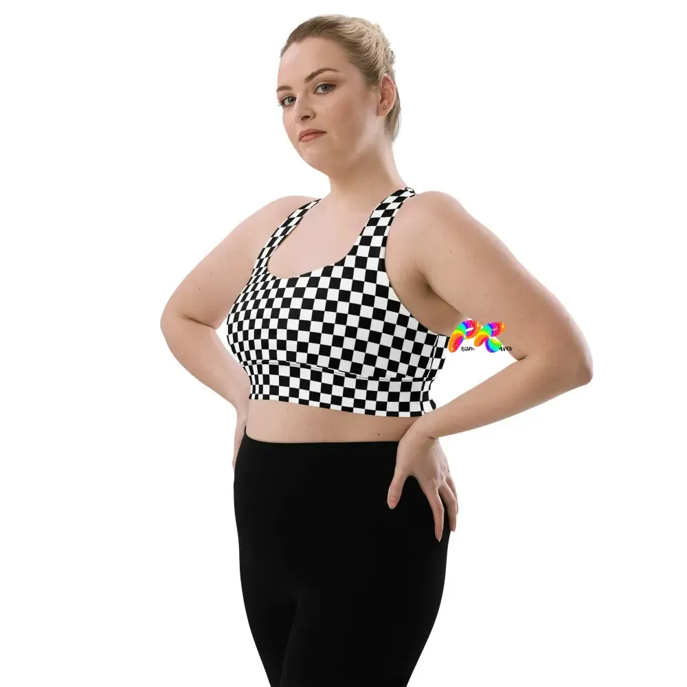 Checkered Longline Sports Bra