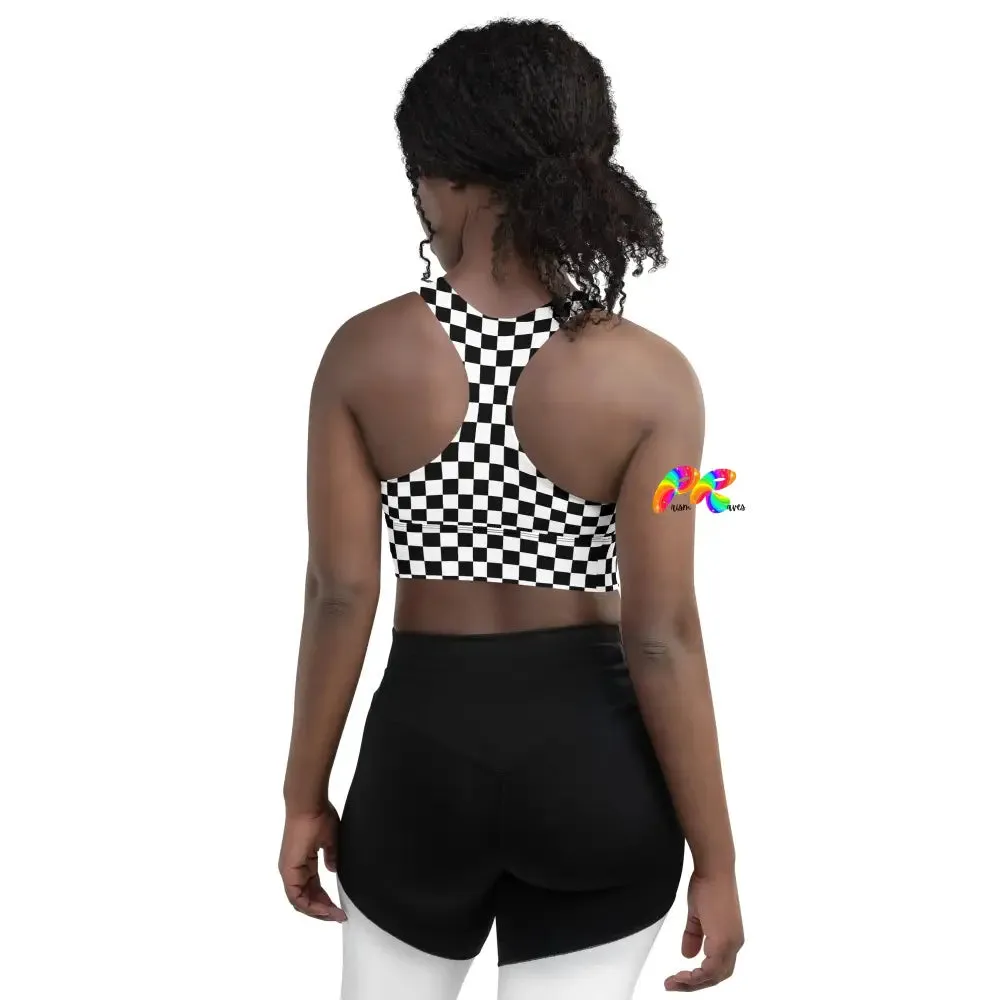 Checkered Longline Sports Bra