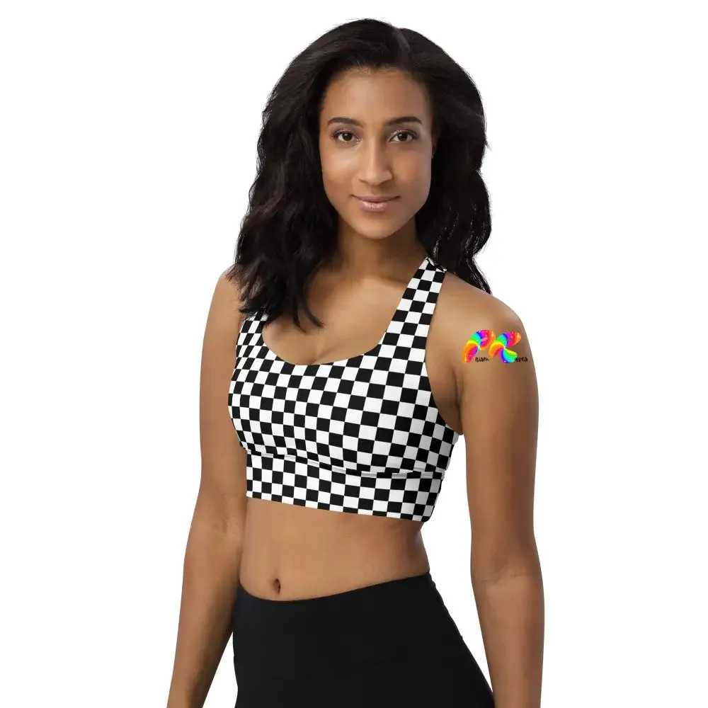 Checkered Longline Sports Bra