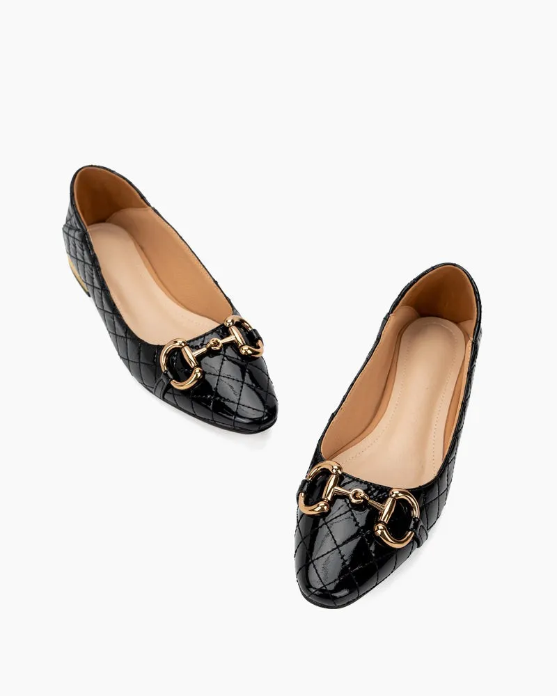 Classic Metal Buckle Pointed Toe Soft Breathable Loafers