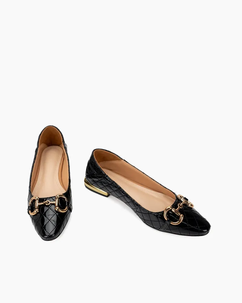 Classic Metal Buckle Pointed Toe Soft Breathable Loafers