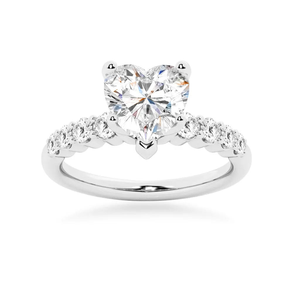 Classic Shared-Prong Heart Shaped Moissanite Engagement Ring