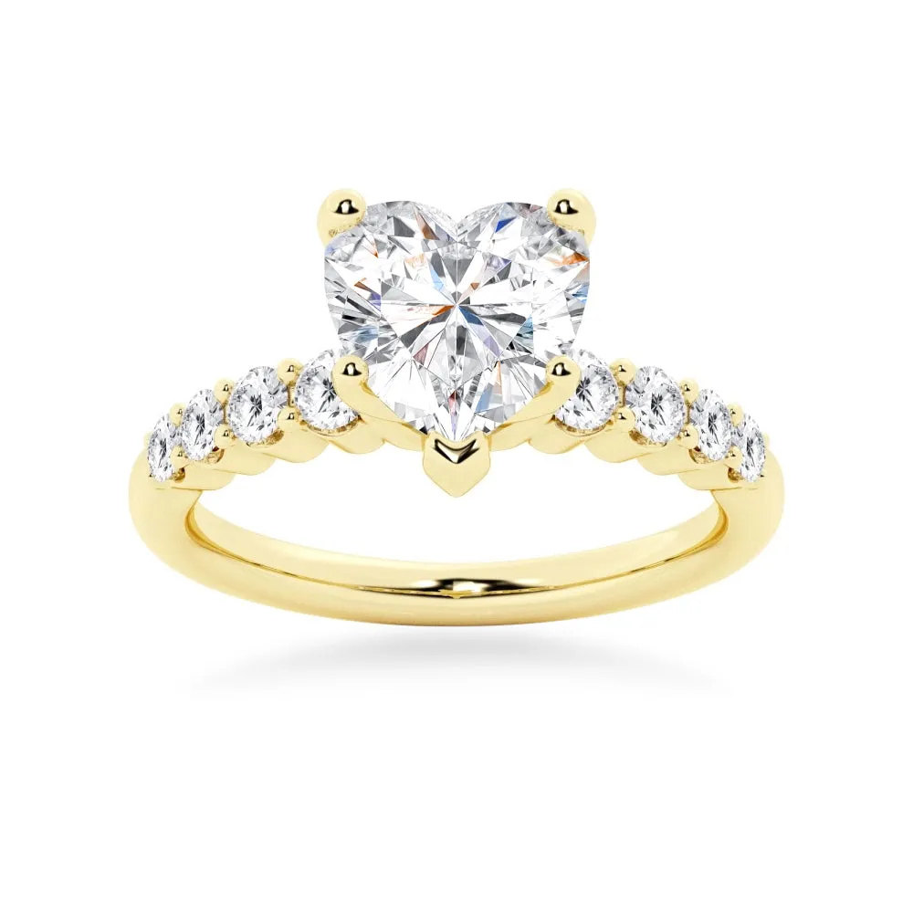 Classic Shared-Prong Heart Shaped Moissanite Engagement Ring