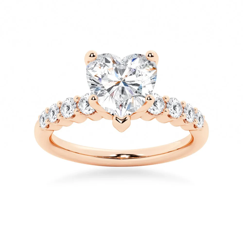 Classic Shared-Prong Heart Shaped Moissanite Engagement Ring