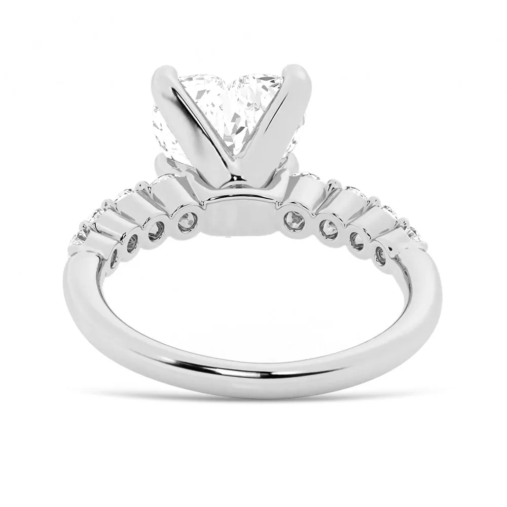 Classic Shared-Prong Heart Shaped Moissanite Engagement Ring