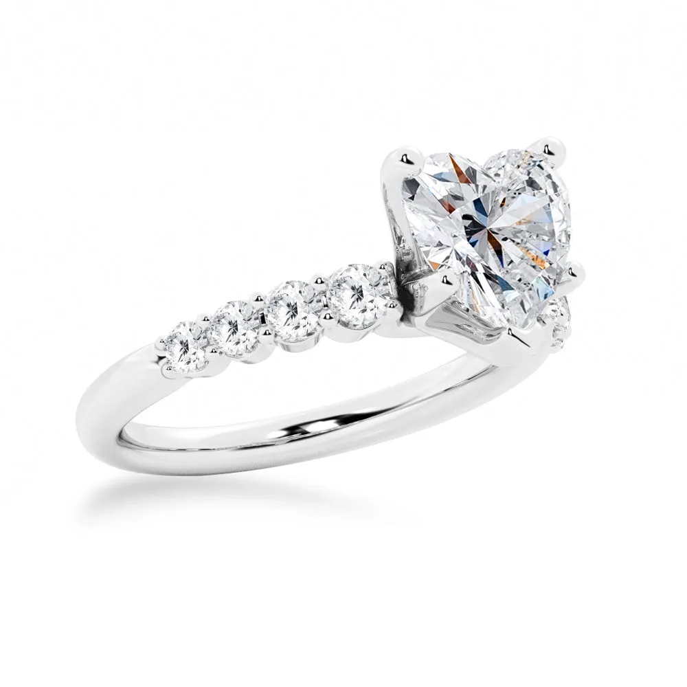 Classic Shared-Prong Heart Shaped Moissanite Engagement Ring