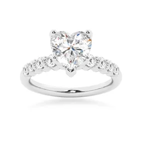 Classic Shared-Prong Heart Shaped Moissanite Engagement Ring