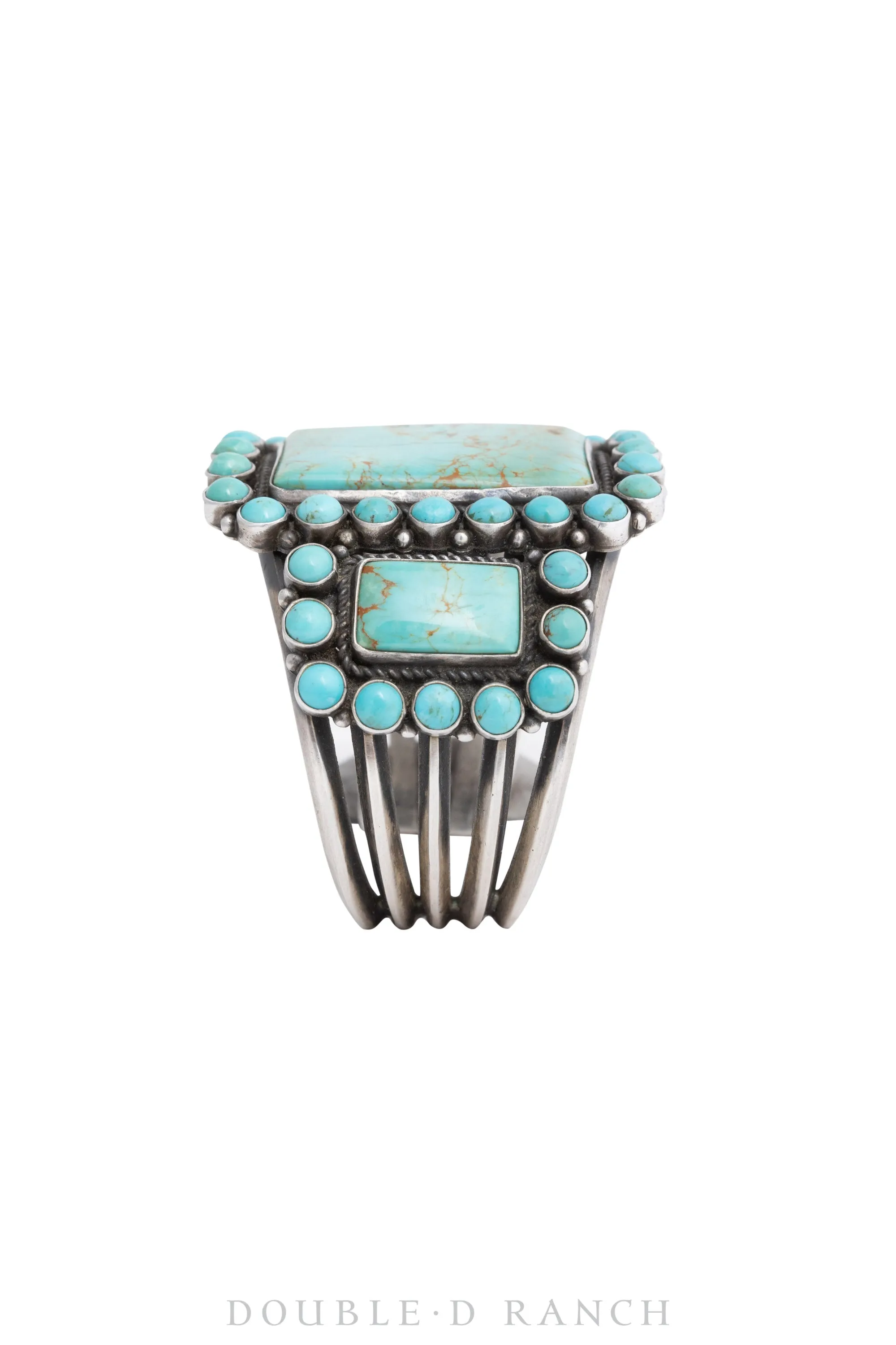 Cuff, Cluster, Turquoise, Square Cameo, Kirk Smith, Vintage, 3468