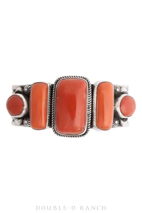 Cuff, Natural Stone, Coral, 5 Stones, Hallmark, Contemporary, 3449