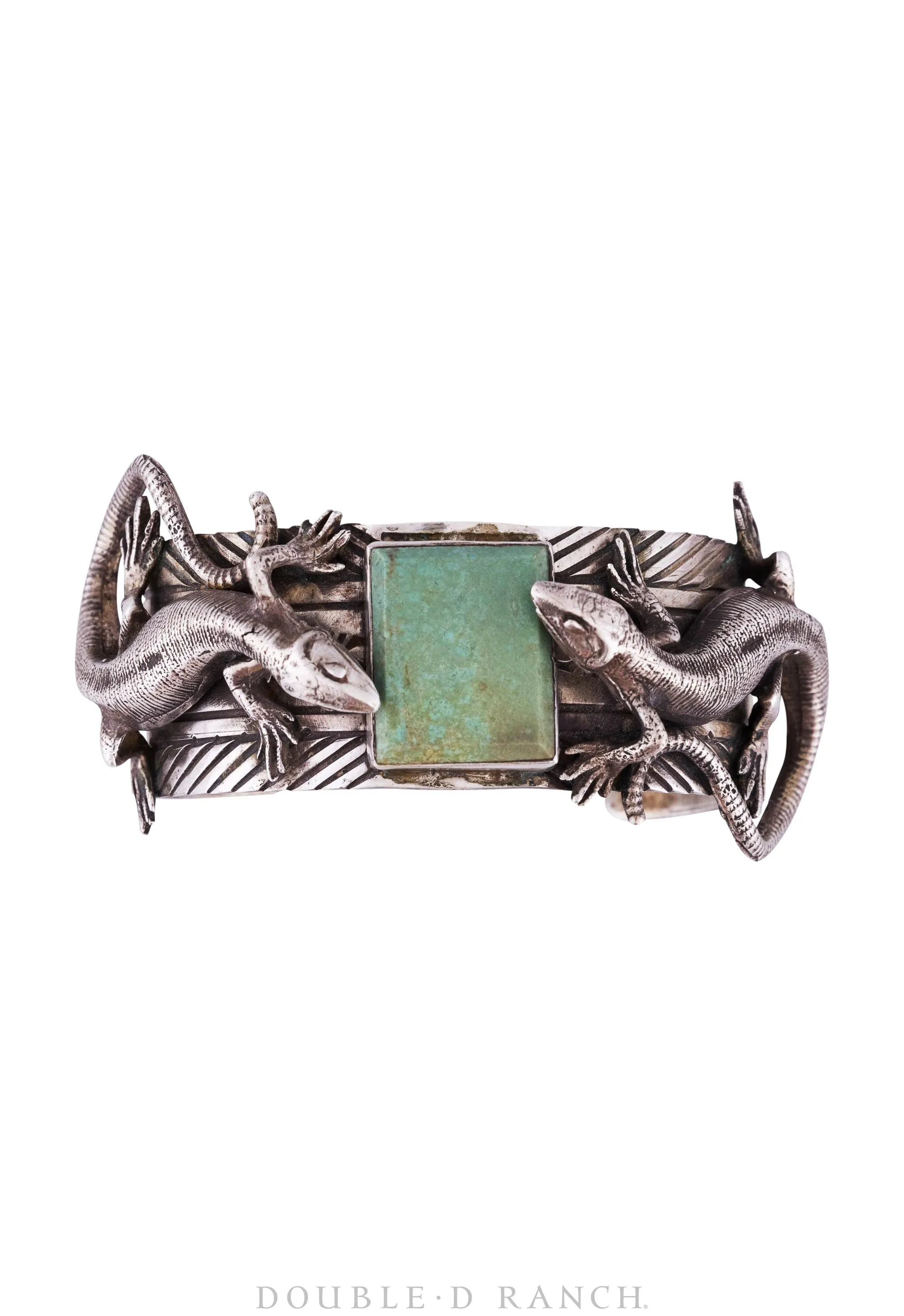 Cuff, Statement, Turquoise, Lizard Applique, Hallmark, Vintage Late 20th Century Estate, 3131