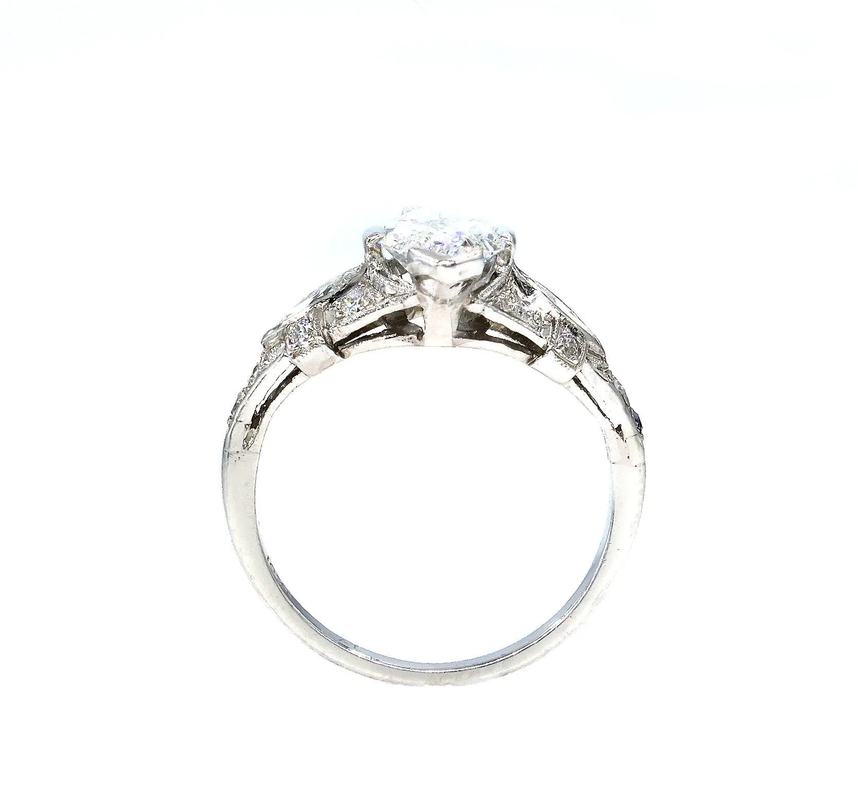 D-VS2 Art Deco Vintage GIA 2.45ct Old Marquise Cut Diamond Engagement PLATINUM Ring