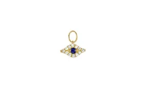 Diamond and Sapphire Evil Eye Charm in 14K Yellow Gold EF Collection