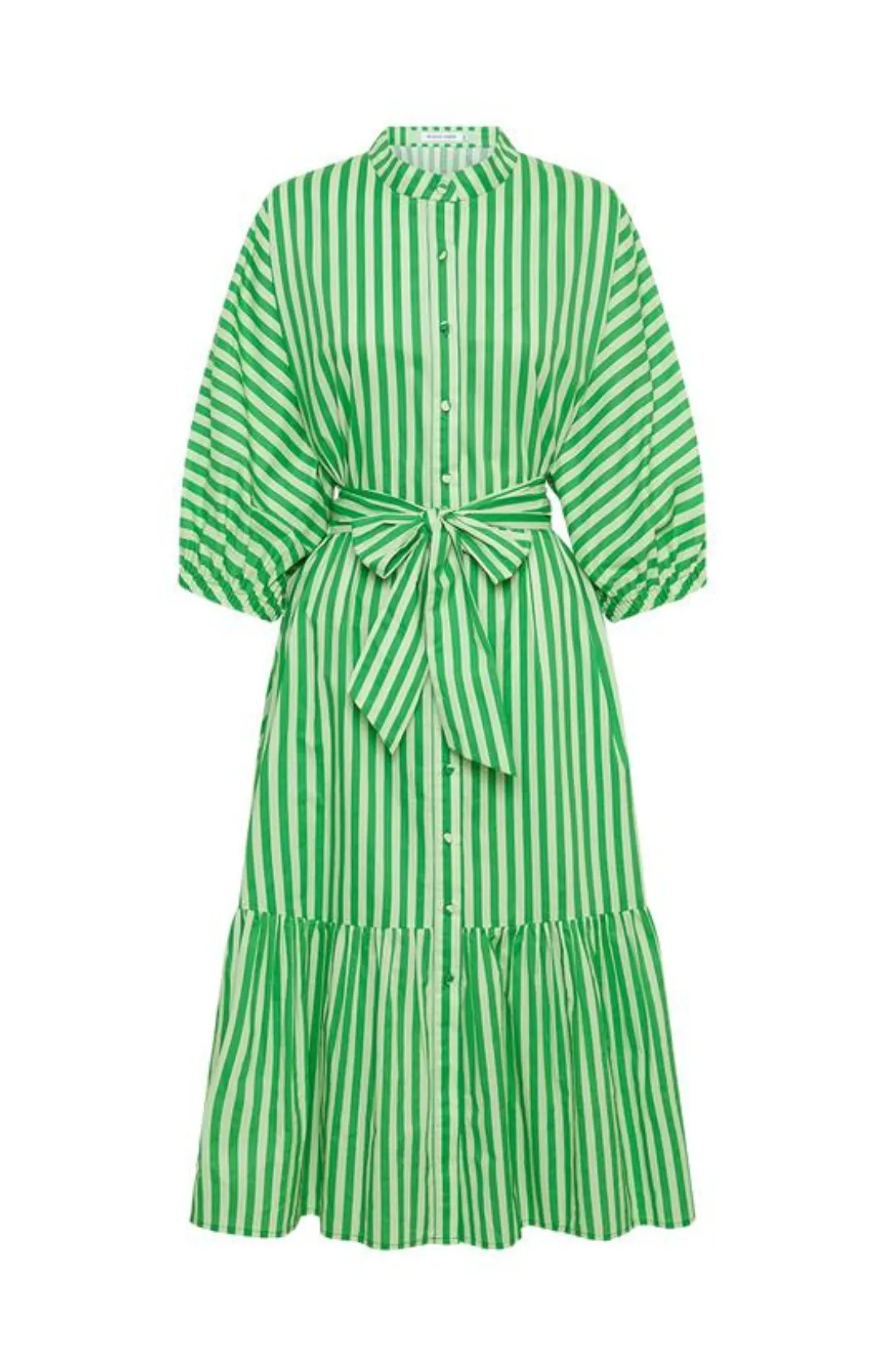 Dolman Shirt Midi Dress - Tonal Jade Stripe