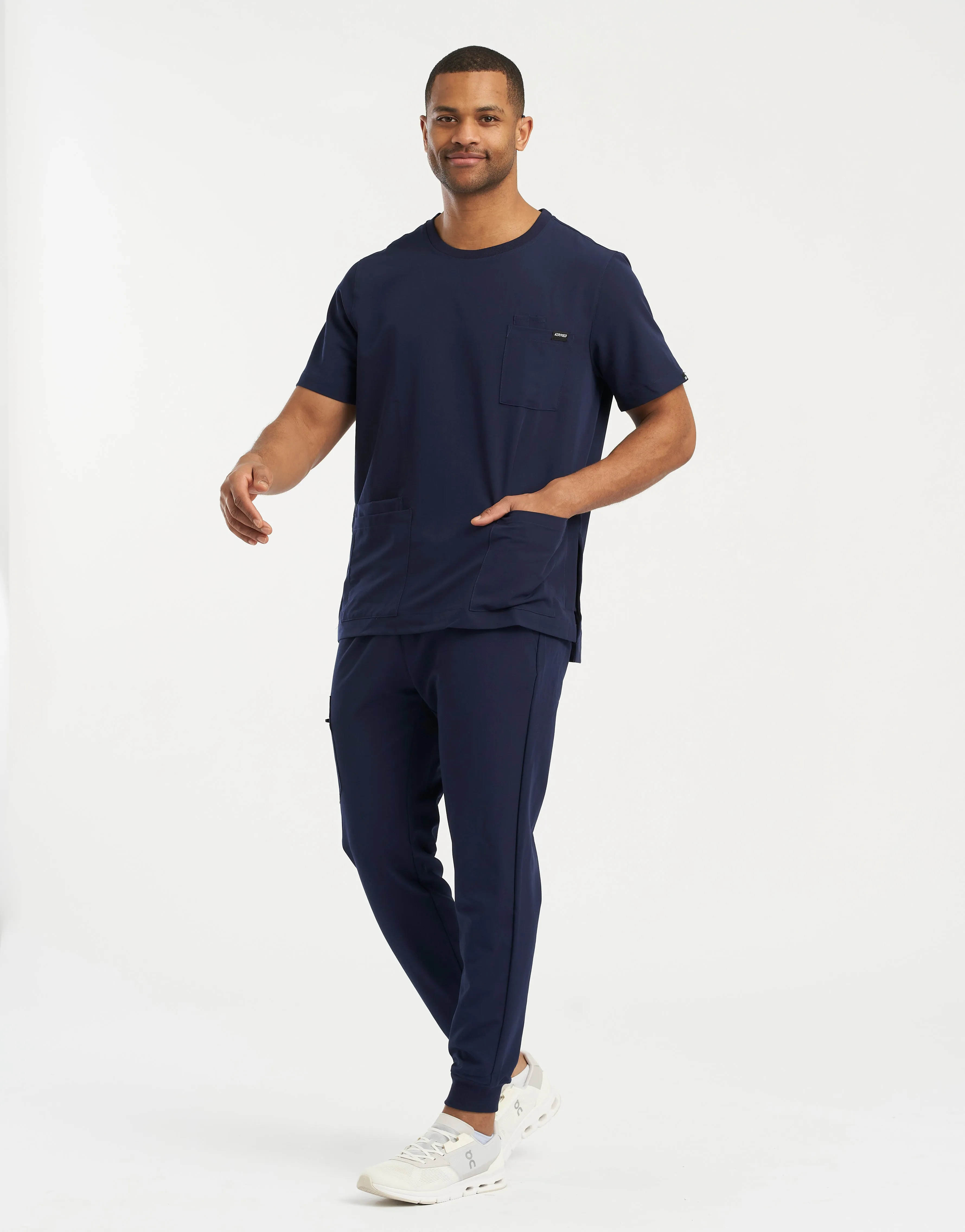 Essential Crewneck Scrub Top - True Navy